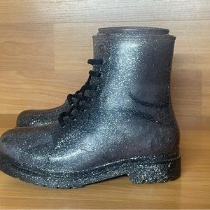 Sparkly Black Lace-Up Boots size 7 women’s